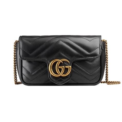 gucci 137396491404|GG Emblem super mini bag in black leather .